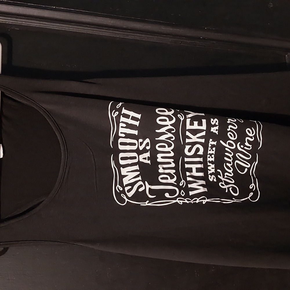 Black Tank Top with White Whiskey Graphic
